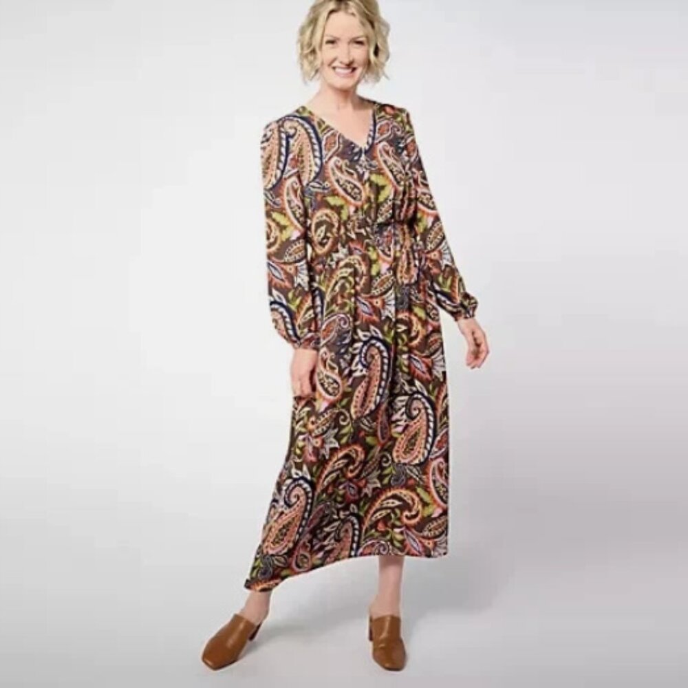 Belle Boho by Kim Gravel Rustic Paisley Dress-Hot Fudge-Petite Medium-A652507